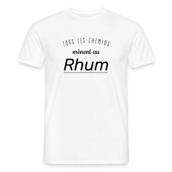 Tous les chemins mènent au rhum. Humour apéro - T-shirt homme - blanc - Devant - AI Model Male 178 dark (178cm)