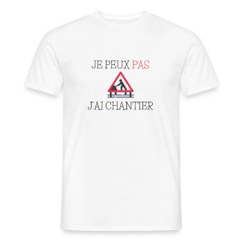 Je peux pas j'ai chantier - T-shirt homme - blanc - Devant - AI Model Male 178 dark (178cm)