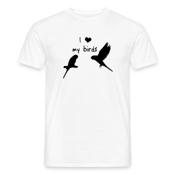 Wellensittiche - "I love my birds" - Männer T-Shirt - Weiß - Vorne - AI Model Male 178 dark (178cm)