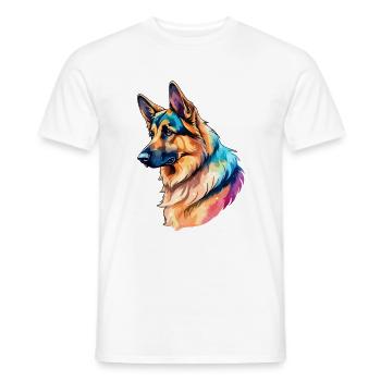 Deutscher Schäferhund Wasserfarben - Männer T-Shirt - Weiß - Vorne - AI Model Male 178 dark (178cm)
