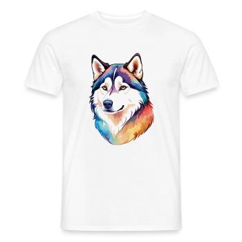 Siberian Husky Watercolors - Men's T-Shirt - white - Front - AI Model Male 178 dark (178cm)