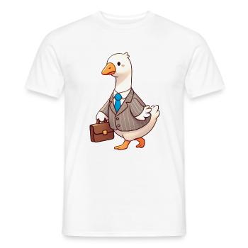 Serious Goose in Business Suit Design - Men's T-Shirt - white - Front - AI Model Male 178 dark (178cm)