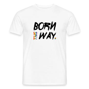 LGBT Born this way gay pride CSD rainbow - Men's T-Shirt - white - Front - AI Model Male 178 dark (178cm)