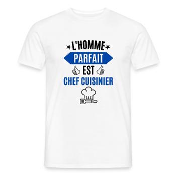 L'homme parfait est chef cuisinier - T-shirt homme - blanc - Devant - AI Model Male 178 dark (178cm)