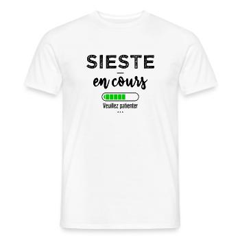 Sieste en cours veulliez patientez - T-shirt homme - blanc - Devant - AI Model Male 178 dark (178cm)