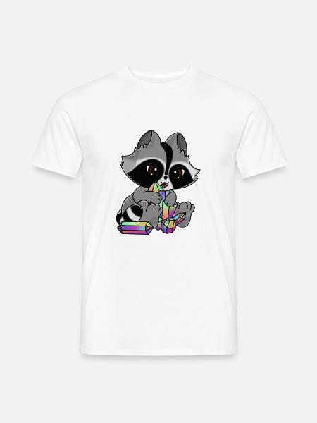 Snuggles der Waschbär mit Kristall - Männer T-Shirt - Weiß