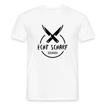 Echt Scharf Solingen T-Shirt - Männer T-Shirt - Weiß - Vorne - AI Model Male 178 dark (178cm)