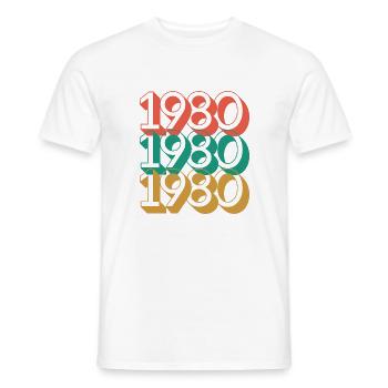 Anniversaire année 1980 / Vintage 1980 - T-shirt homme - blanc - Devant - AI Model Male 178 dark (178cm)