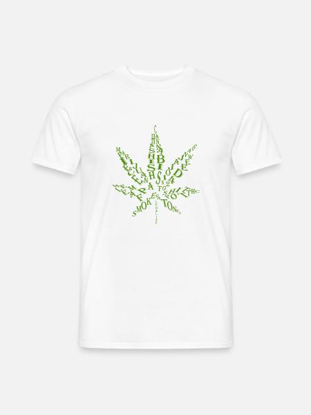 Buchstaben/ Wörter Hanfblatt - Männer T-Shirt - Weiß