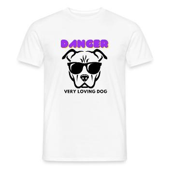 Danger Very Loving Dog, cooler Hund mit dunkler Brille - Männer T-Shirt - Weiß - Vorne - AI Model Male 178 dark (178cm)