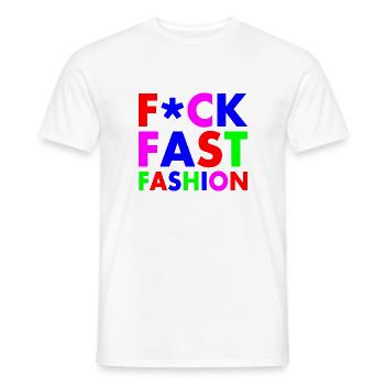 Fuck fast fashion - T-shirt homme - blanc - Devant - AI Model Male 178 dark (178cm)