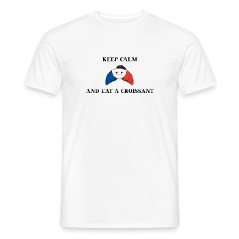 Keep calm France croissant gift idea funny - Men's T-Shirt - white - Front - AI Model Male 178 dark (178cm)