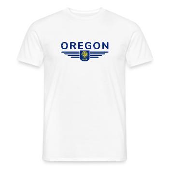 T-shirt de supporter de l'Oregon – Un incontournable pour les supporters - T-shirt homme - blanc - Devant - AI Model Male 178 dark (178cm)