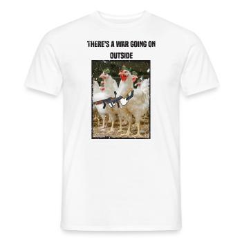 Il y a une guerre en cours à l’extérieur de Bird World Gang - T-shirt homme - blanc - Devant - AI Model Male 178 dark (178cm)