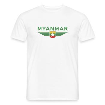 Myanmar T-Shirt – Ein Hauch von Tradition - Männer T-Shirt - Weiß - Vorne - AI Model Male 178 dark (178cm)