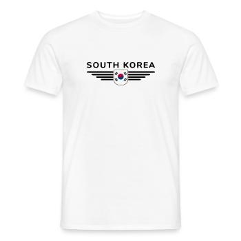 I Love South Korea Design T-Shirt Outfit - Men's T-Shirt - white - Front - AI Model Male 178 dark (178cm)