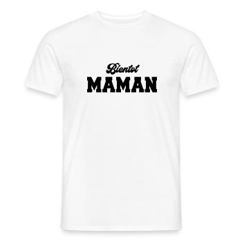 Bientot Maman - T-shirt homme - blanc - Devant - AI Model Male 178 dark (178cm)