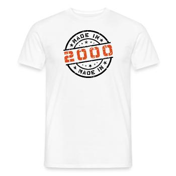 Year of birth Birthday Born In - Made in 2000 - Men's T-Shirt - white - Front - AI Model Male 178 dark (178cm)