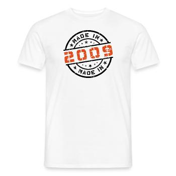 Year of birth Birthday Born In - Made in 2009 - Men's T-Shirt - white - Front - AI Model Male 178 dark (178cm)