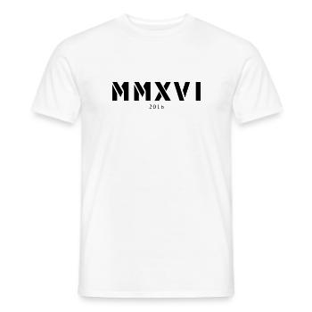 Chiffres romains année de naissance Fabriqué en 2016 - T-shirt homme - blanc - Devant - AI Model Male 178 dark (178cm)