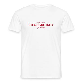 Dortmund T-Shirt – Skyline & Football - Men's T-Shirt - white - Front - AI Model Male 178 dark (178cm)