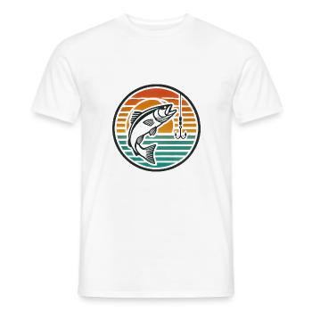 Pêche rétro bar saut coucher de soleil badge - T-shirt homme - blanc - Devant - AI Model Male 178 dark (178cm)