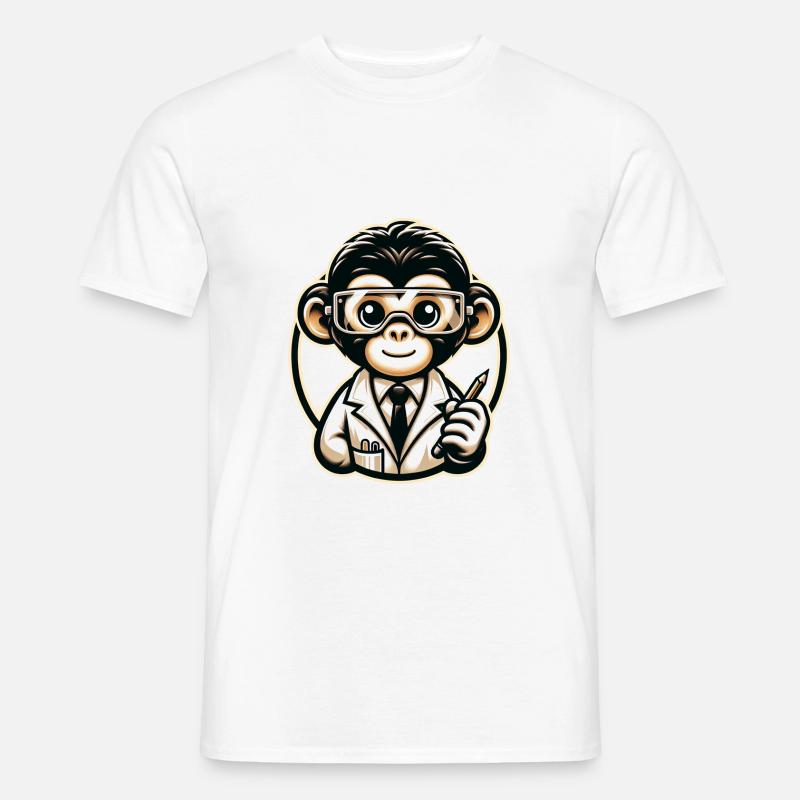 Cute Monkey Scientist - Männer T-Shirt - Weiß