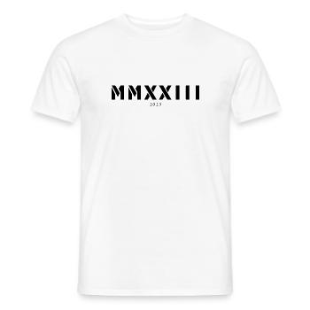 Chiffre romain année de naissance Fabriqué en 2023 - T-shirt homme - blanc - Devant - AI Model Male 178 dark (178cm)