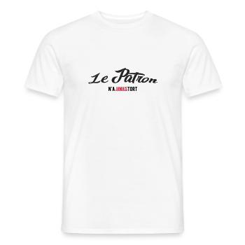 Le patron n'a jamais tort. Humour pour patron cool - T-shirt homme - blanc - Devant - AI Model Male 178 dark (178cm)
