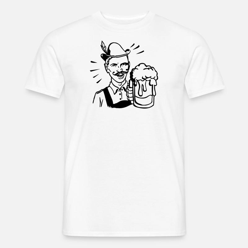 retro guy with beer - Männer T-Shirt - Weiß