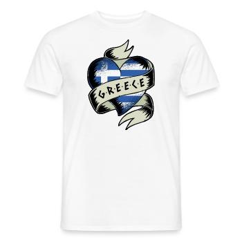 Griechenland Flagge Vintage Herz Athen Kreta Kos - Männer T-Shirt - Weiß - Vorne - AI Model Male 178 dark (178cm)