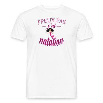 j'peux pas j ai natation tee shirt enfant fille - T-shirt homme - blanc - Devant - AI Model Male 178 dark (178cm)