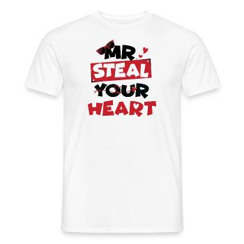 Mr Steal Your Heart - T-shirt homme - blanc - Devant - AI Model Male 178 dark (178cm)