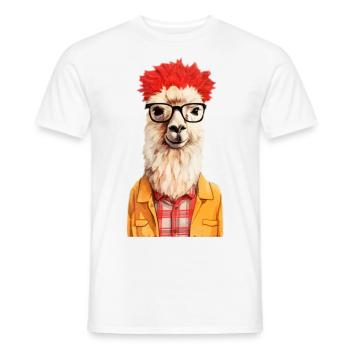 Hipster lama #lama - Men's T-Shirt - white - Front - AI Model Male 178 dark (178cm)