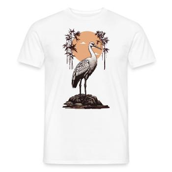 Ukiyo-e Crane Art Japonais Oiseau Amour Oiseau - T-shirt homme - blanc - Devant - AI Model Male 178 dark (178cm)