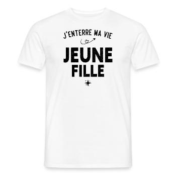 Ma Vie de Jeune Fille Cadeau EVJF Humour Drôle - T-shirt homme - blanc - Devant - AI Model Male 178 dark (178cm)