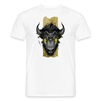 Leuchtender Bison: Bison mit leuchtend gelben Augen - Männer T-Shirt - Weiß - Vorne - AI Model Male 178 dark (178cm)