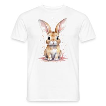Ein Aquarell-Kawaii-Hase bringt dein Herz zum Schmelzen - Männer T-Shirt - Weiß - Vorne - AI Model Male 178 dark (178cm)
