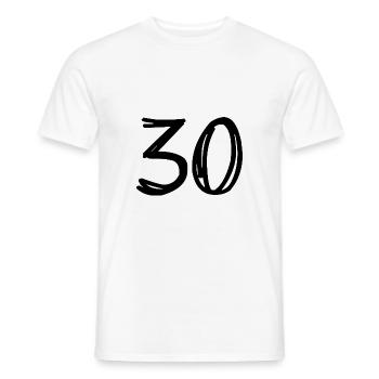 30 ANS. 30e ANNIVERSAIRE. ANNIVERSAIRE 30 ANS. 30 - T-shirt homme - blanc - Devant - AI Model Male 178 dark (178cm)