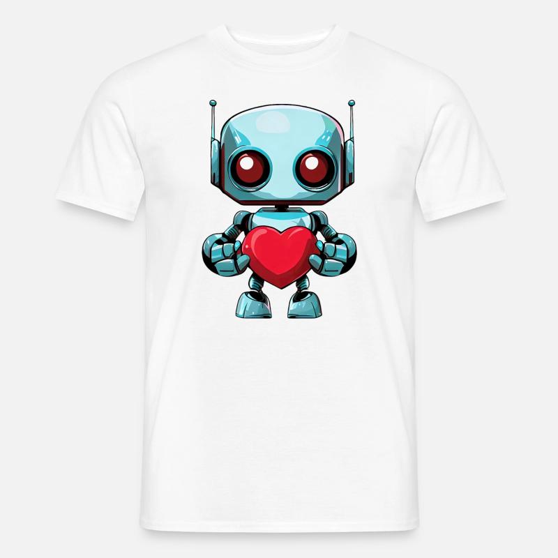 Roboter mit Herz - Männer T-Shirt - Weiß