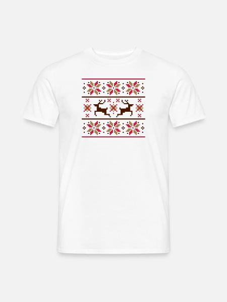 Norweger-Muster (Winter) 09 - Männer T-Shirt - Weiß