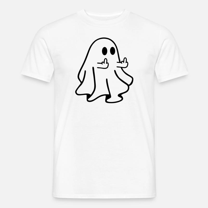 Geist Mittelfinger Halloween - Männer T-Shirt - Weiß
