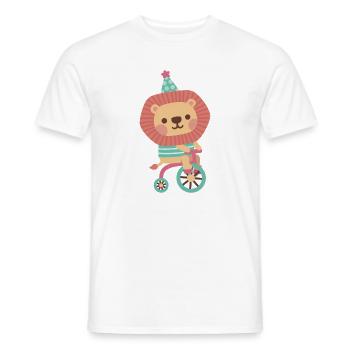 Lion mignon à vélo - T-shirt homme - blanc - Devant - AI Model Male 178 dark (178cm)