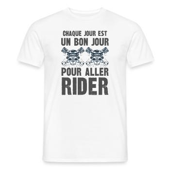 bon jour pour aller rider - T-shirt homme - blanc - Devant - AI Model Male 178 dark (178cm)