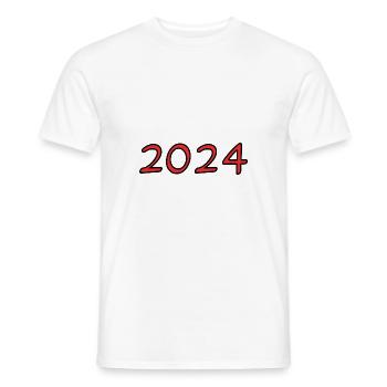 2024. BONNE ANNEE. SAINT SYLVESTRE. NOUVELLE ANNÉE - T-shirt homme - blanc - Devant - AI Model Male 178 dark (178cm)