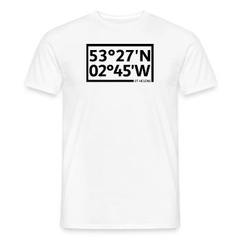 St Helens coordinates - Men's T-Shirt - white - Front - AI Model Male 178 dark (178cm)