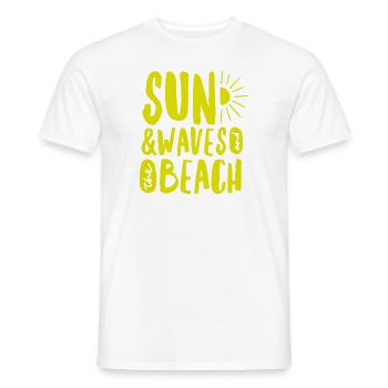 Soleil et vagues et la plage - T-shirt homme - blanc - Devant - AI Model Male 178 dark (178cm)