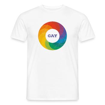 Regenbogen Ring "Gay" Lila - Männer T-Shirt - Weiß - Vorne - AI Model Male 178 dark (178cm)