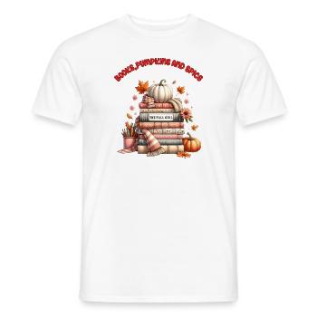 The Fall Girls Loves Books, Pumpkins and Spice - Men's T-Shirt - white - Front - AI Model Male 178 dark (178cm)