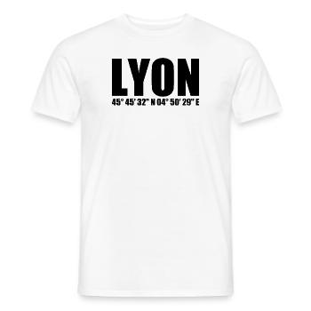 Lyon Koordinaten - Männer T-Shirt - Weiß - Vorne - AI Model Male 178 dark (178cm)